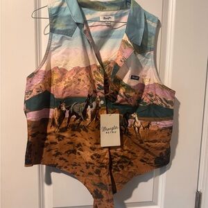 Wrangler Retro Western Brown Crop Top